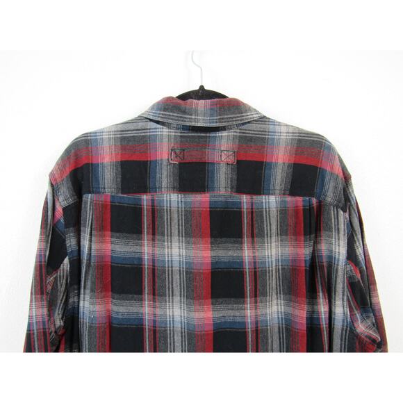 NWT Duluth Trading Co. Large Tall Trim Fit Plaid Black Red Gray Cotton - Picture 7 of 8